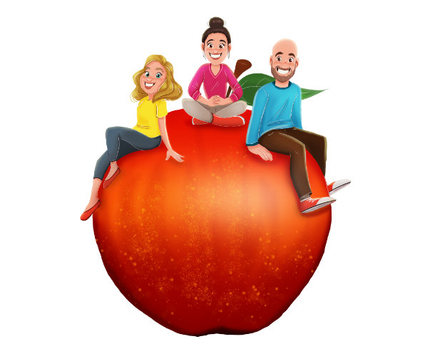 Illustration de torso enseignants sur une pomme - La 2e Classe